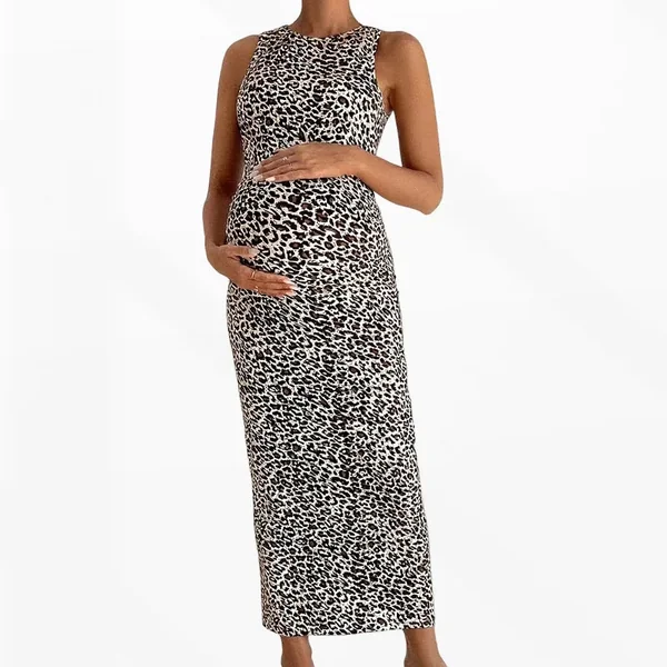 Robe De Maternité Longue Moulante Léopard