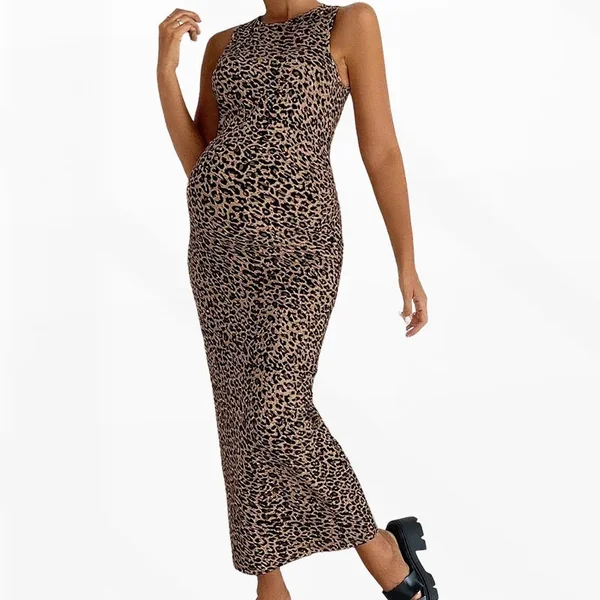 Robe De Maternité Longue Moulante Léopard