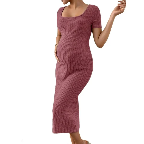 Robe de Maternité Tricotée Élégante