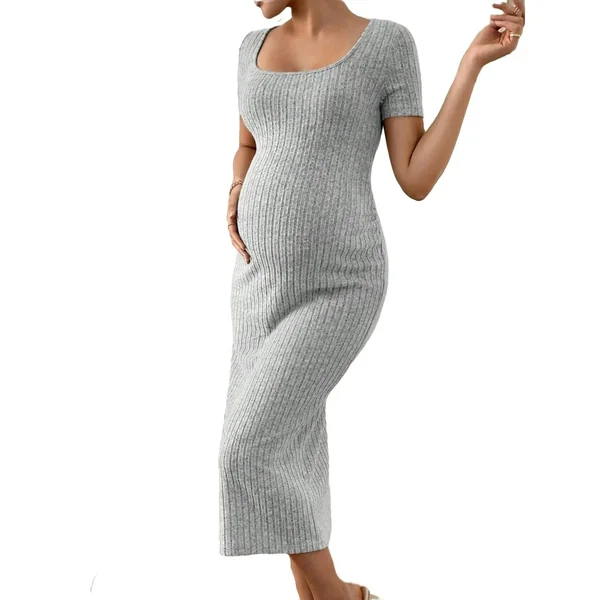 Robe de Maternité Tricotée Élégante