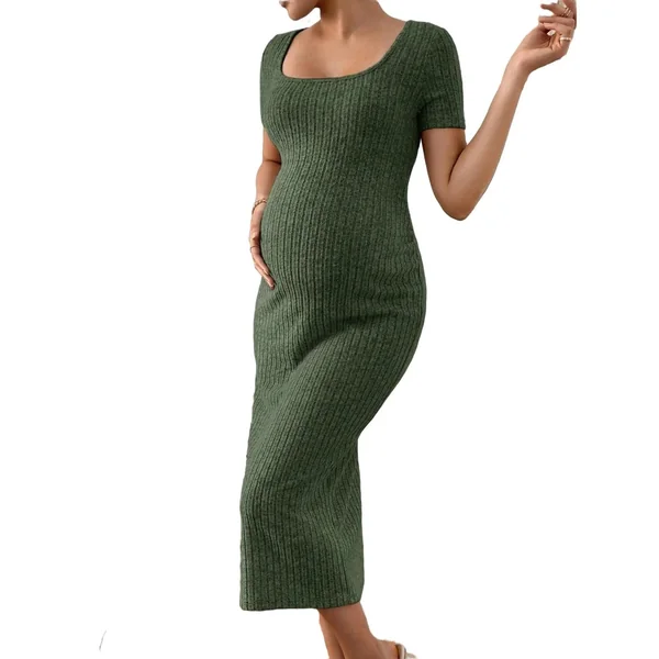 Robe de Maternité Tricotée Élégante
