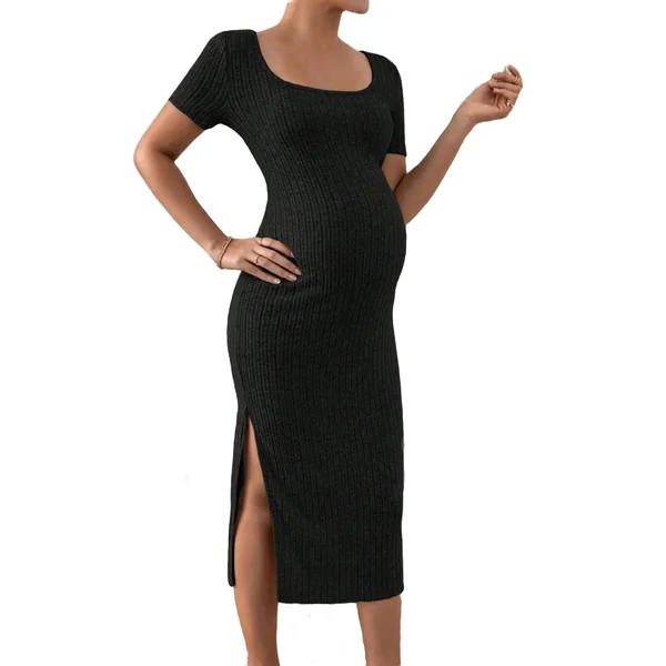 Robe de Maternité Tricotée Élégante