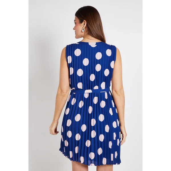 Robe Droite Plissée À Pois