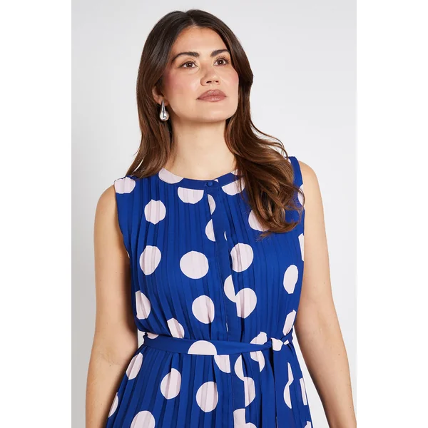 Robe Droite Plissée À Pois