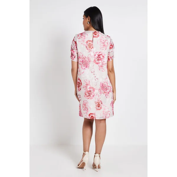 Robe Droite À Manches Bouffantes Et Motif Fleuri Petite