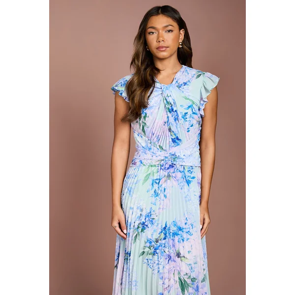 Robe en Georgette à Imprimé Floral avec Finitions en Dentelle