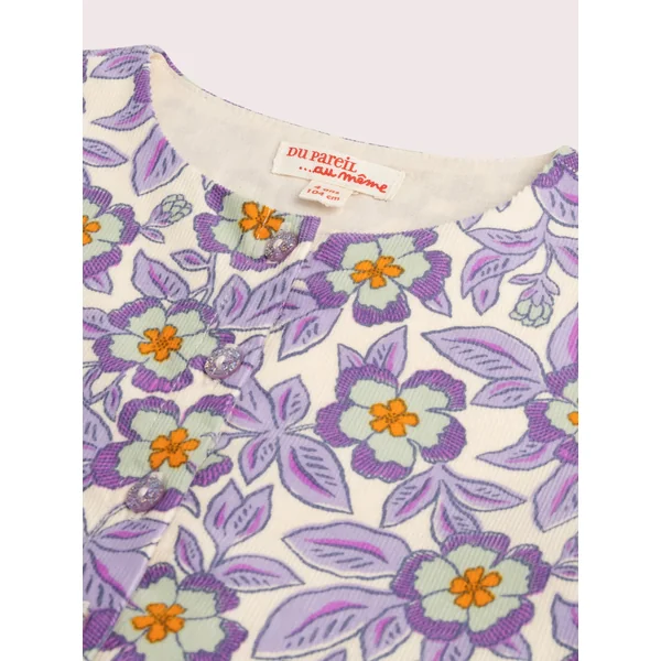 Robe en velours côtelé imprimé violet fleuri pour fille - Soins Bébé Naturels & Produits Maman Après Naissance