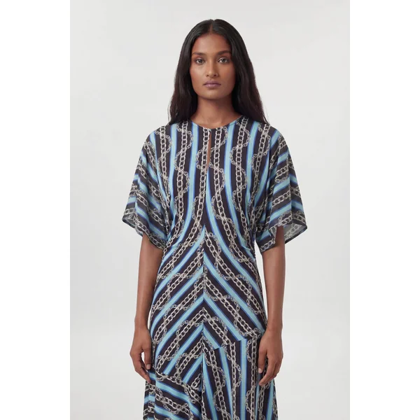 Robe En Viscose Tissée À Imprimé Chaînes Avec Détail Drapé