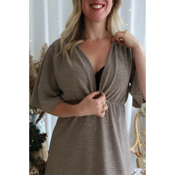 Robe FARAH à manches courtes - or scintillant