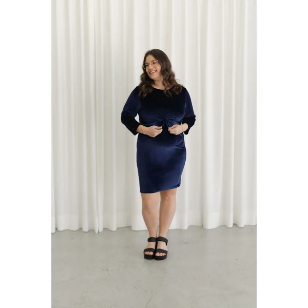 Robe FIRST KISS avec noeud - velours marine