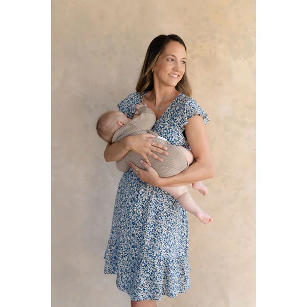 Robe fleurie - beige & bleu