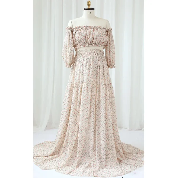 Robe Grossesse Cérémonie 2 Pièces en Soie