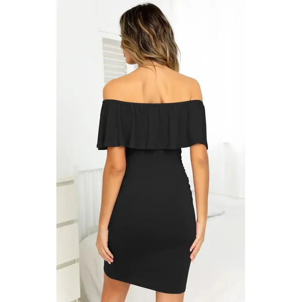 Robe Grossesse Habillée Noire Épaules Nues