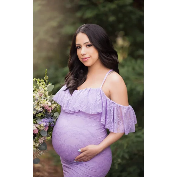 Robe Grossesse Shooting Violette en Dentelle