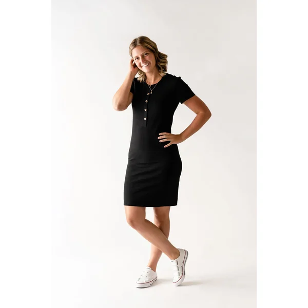 Robe INTRIGUE à boutons - noir