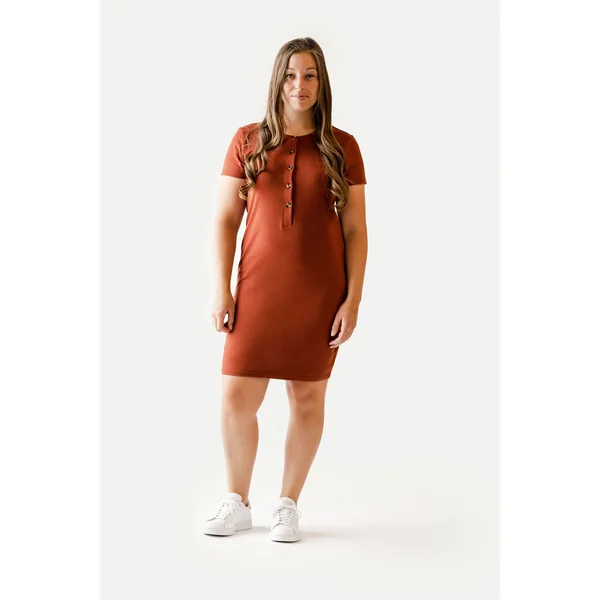 Robe INTRIGUE à boutons - rouille