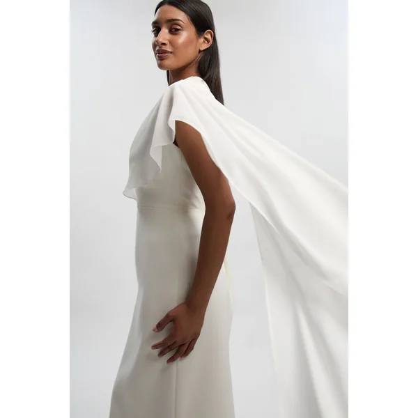 Robe Longue Colonne à Cape Drapée Tailleur Raffinée