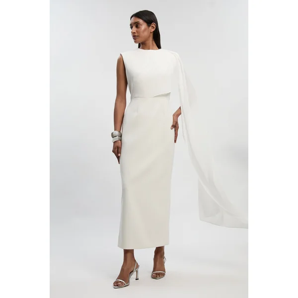 Robe Longue Colonne à Cape Drapée Tailleur Raffinée