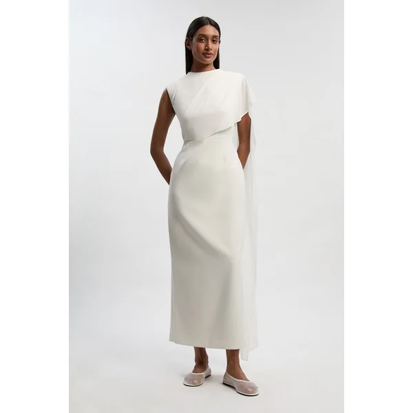 Robe Longue Colonne à Cape Drapée Tailleur Raffinée