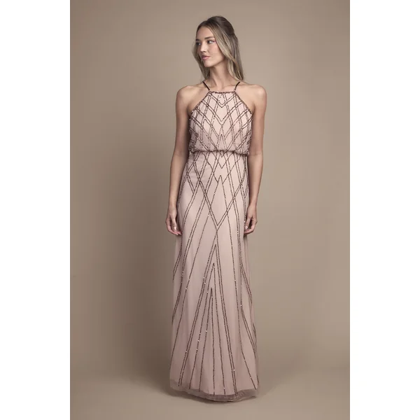 Robe Longue de Demoiselle d'Honneur à Sequins Sans Manches