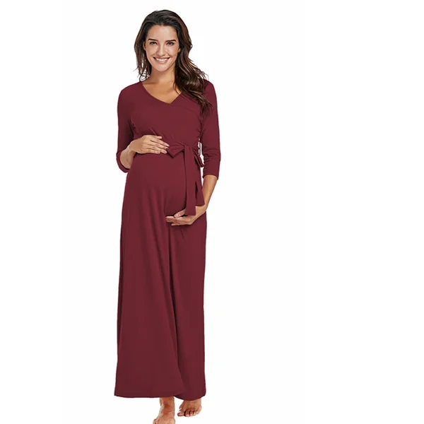 Robe longue de grossesse et d'allaitement - Reste modèle manches courtes