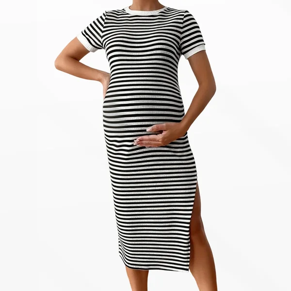 Robe Longue De Grossesse Noire Et Blanche