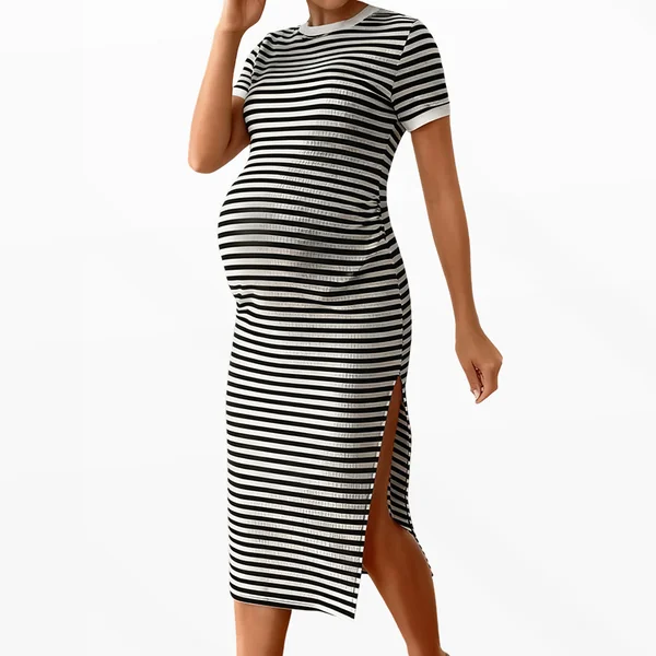 Robe Longue De Grossesse Noire Et Blanche