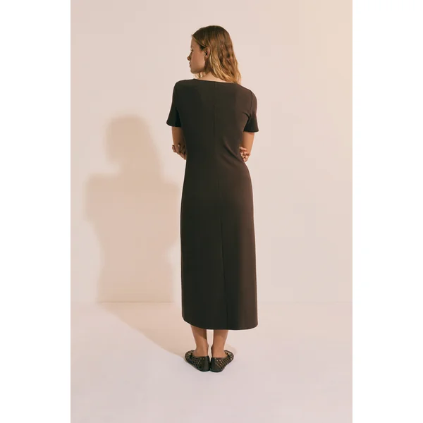 Robe longue drappée en coton avec fente