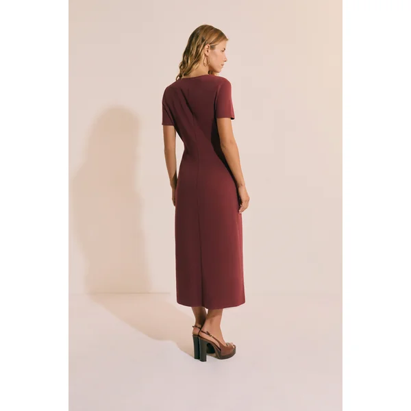 Robe longue drappée en coton avec fente