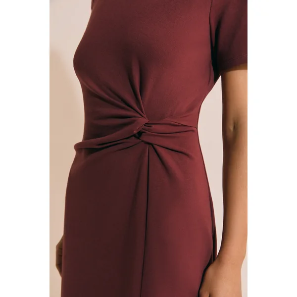 Robe longue drappée en coton avec fente