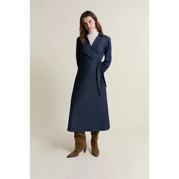 Robe longue en coton cache-coeur