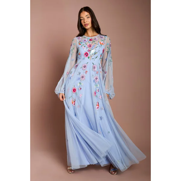 Robe Longue En Mousseline Ornée De Broderies