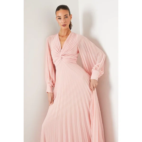 Robe Longue en Mousseline Plissée