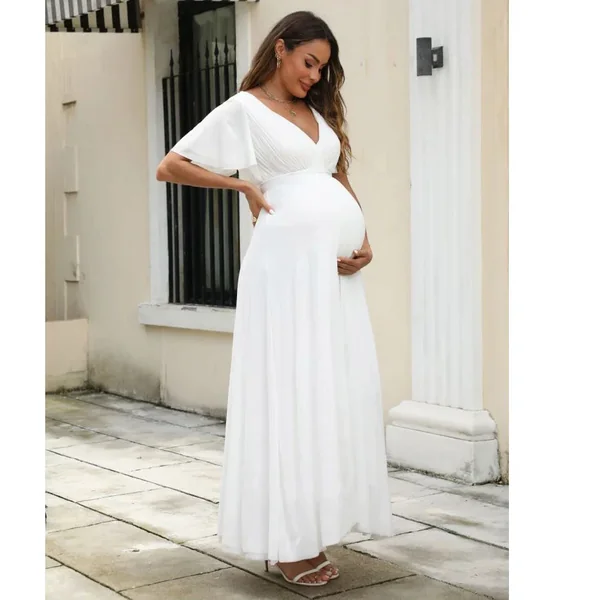 Robe Longue Fluide Grossesse Blanche