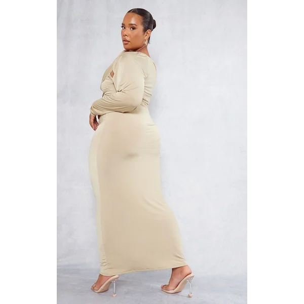 Robe Longue Grande Taille Moulante À Découpes Et Fronces