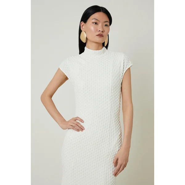 Robe longue maxi à ourlet dramatique en jersey texturé