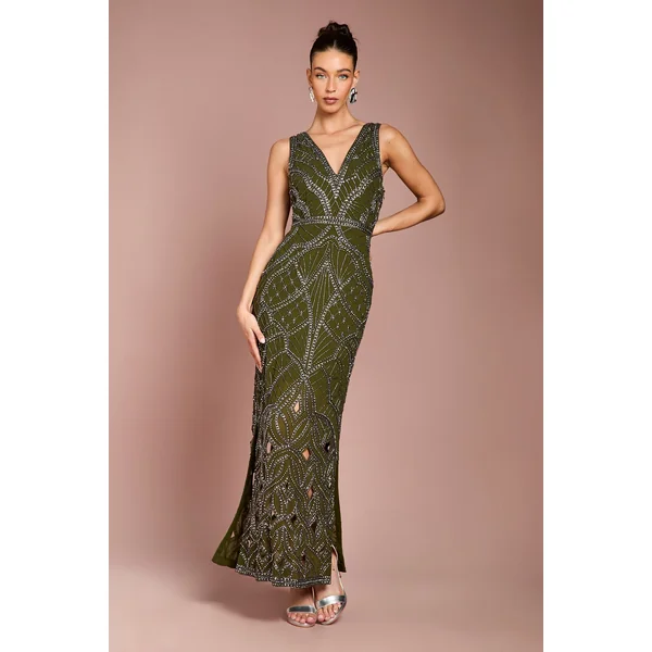 Robe Longue Ornementée À Col En V
