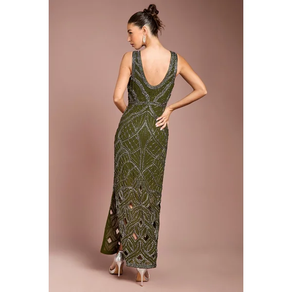 Robe Longue Ornementée À Col En V