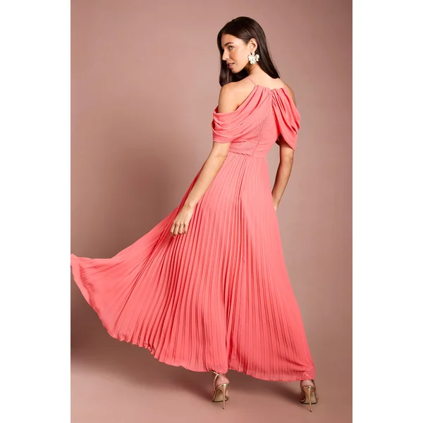 Robe Longue Plissée Coast Muse À Corsage Et Col Halter