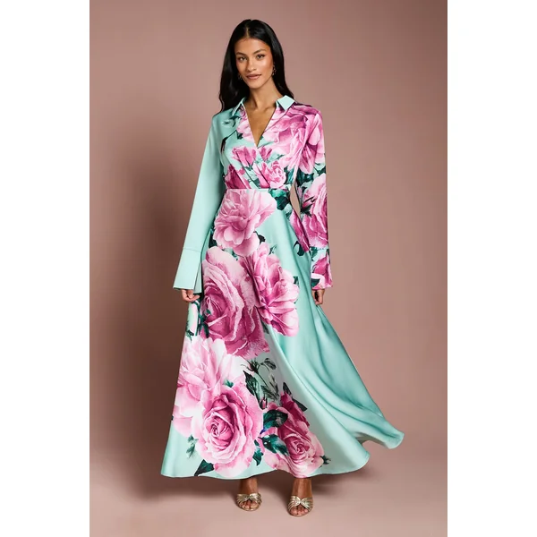 Robe Longue Portefeuille à Imprimé Placement