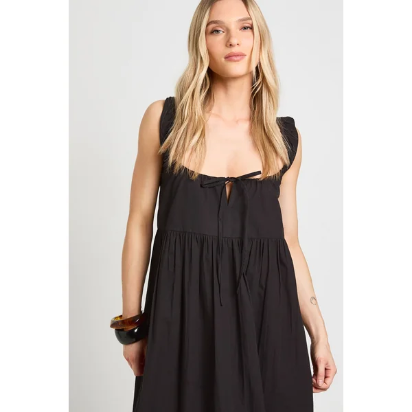 Robe Longue Smock Petite Avec Détail Nœud Devant