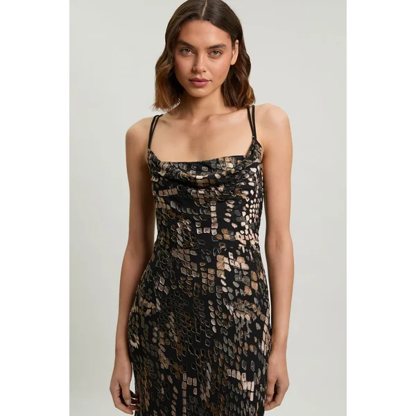 Robe Longue Tissée À Bretelles En Dévoré