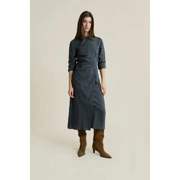 Robe longue à rayures effet cache-coeur
