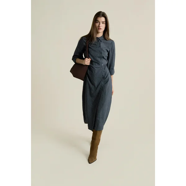 Robe longue à rayures effet cache-coeur