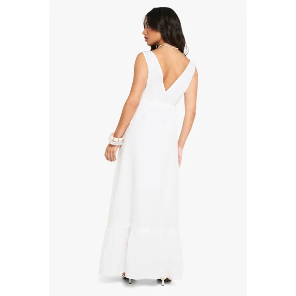 Robe Longue Étagée En Popeline De Coton Froncée Petite