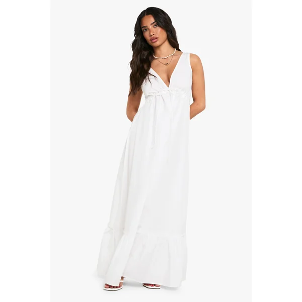 Robe Longue Étagée En Popeline De Coton Froncée Petite