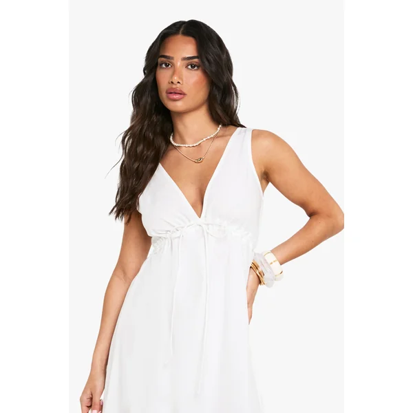 Robe Longue Étagée En Popeline De Coton Froncée Petite