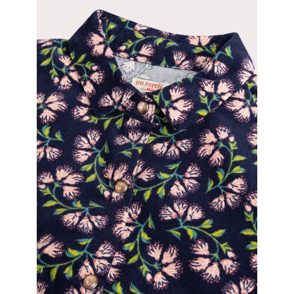 Robe marine en velour cotelé imprimé fleuri pour fille - Soins Bébé Naturels & Produits Maman Après Naissance