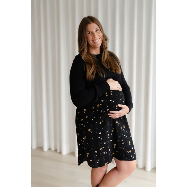 Robe MATHILDA - noir fleuri