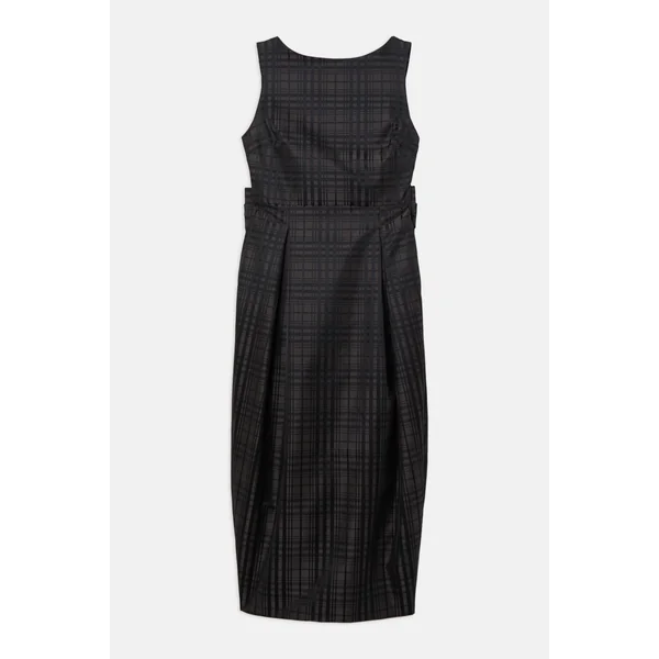 Robe maxi ajustée en taffetas à carreaux avec détail de nœud